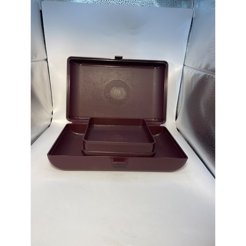Tupperware Tuppercraft #1624 Brown Personal Valet Travel Case Organizer Vintage